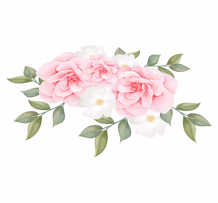 Bedroom vinyl rug with elegant pink flowers - TenStickers
