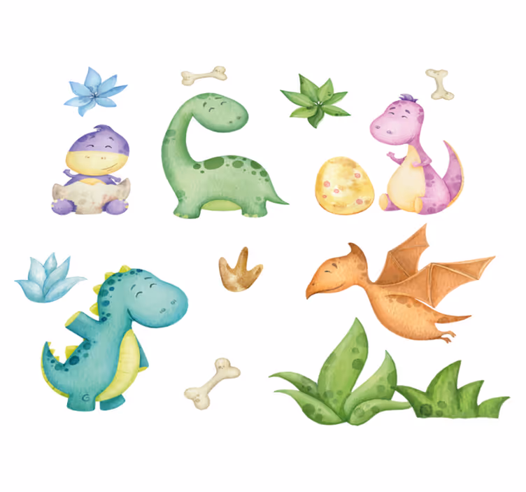 Nordic dinosaur bedroom vinyl rug - TenStickers