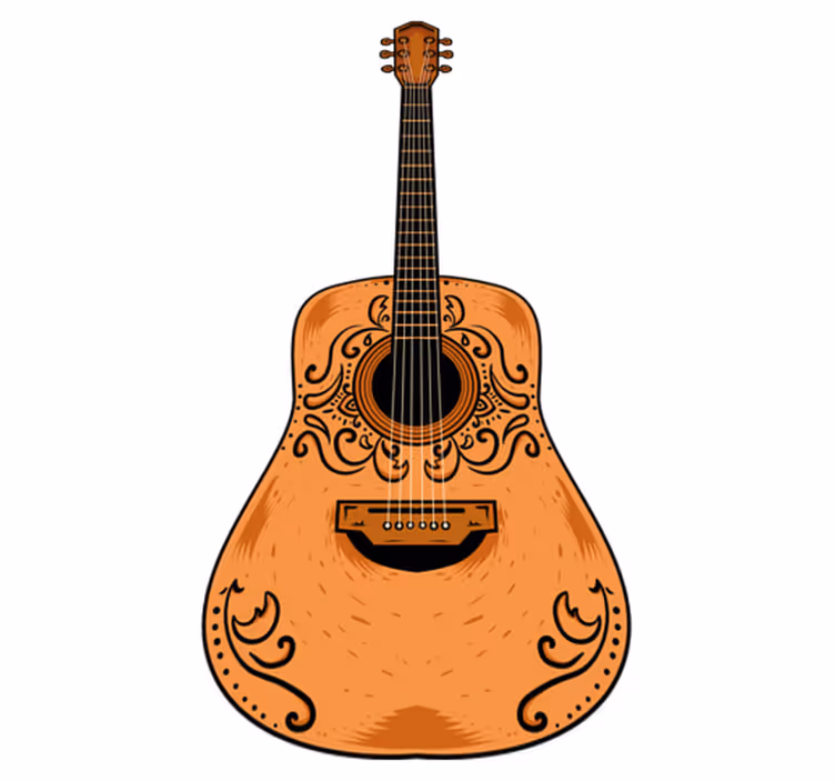 Bedroom vinyl rug orange guitar design - TenStickers