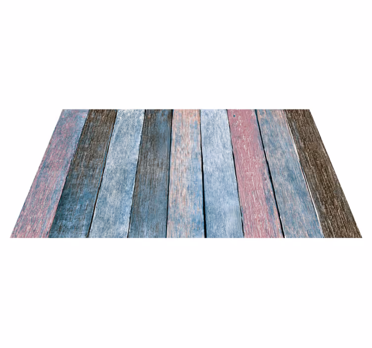 Bedroom vinyl rug with rustic colorful wood design - TenStickers