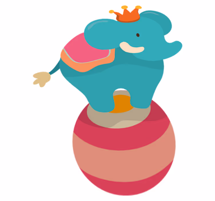 Kids vinyl rug with balancing elephant design - TenStickers