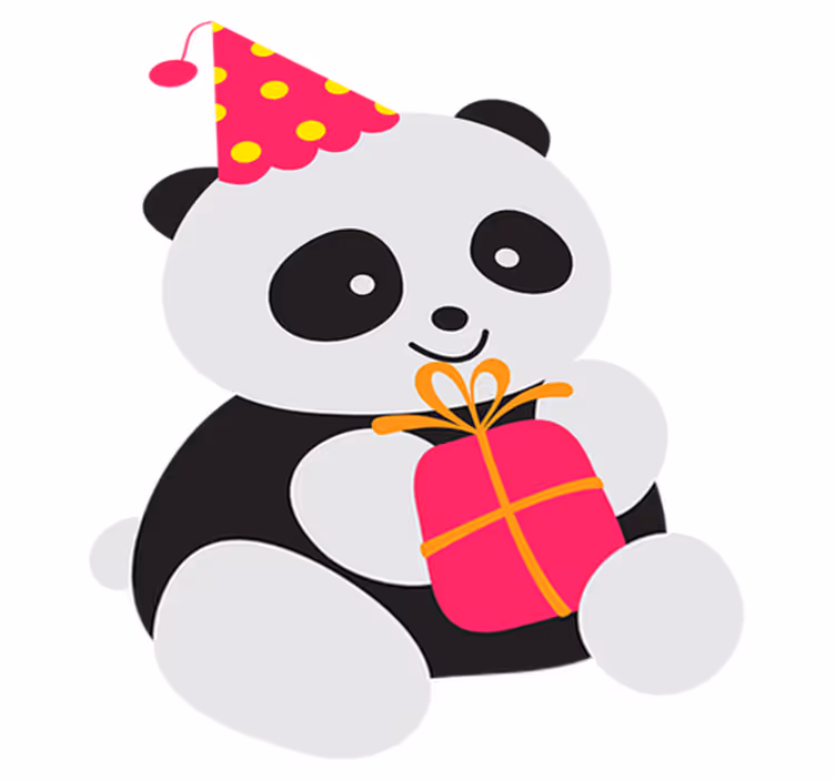 Kids vinyl rug featuring a baby panda with a gift - TenStickers