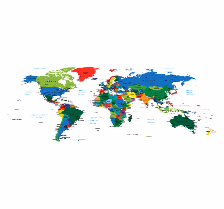 World map vinyl rug full-color world map vinyl rug - TenStickers