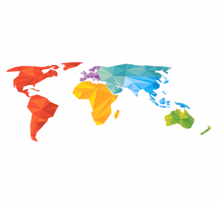 World map vinyl rug geometric wall mural - TenStickers