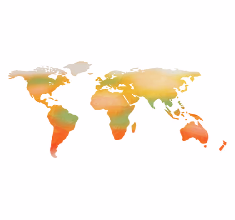 World map vinyl rug in warm color tones - TenStickers