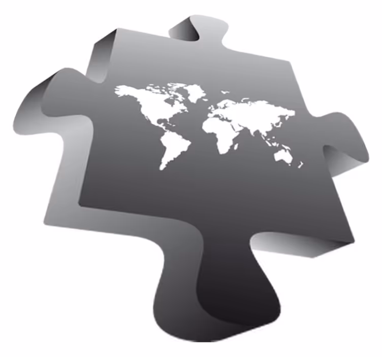 World map vinyl rug in black puzzle piece design - TenStickers