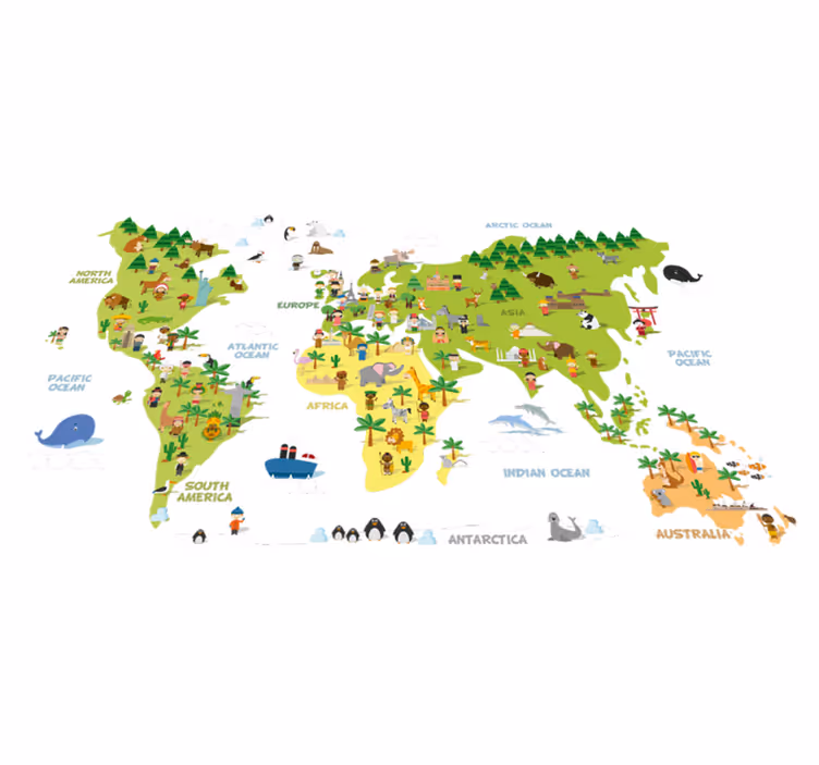 World map vinyl rug english-speaking people map - TenStickers