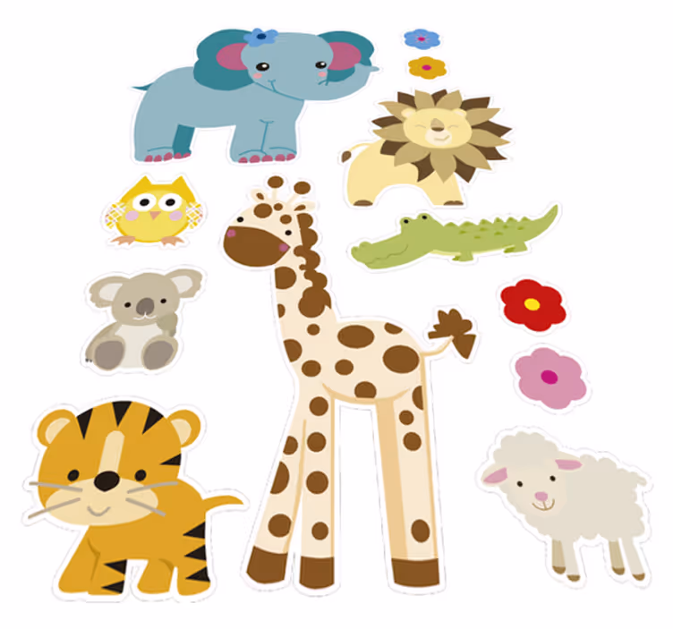 Kids vinyl rug jungle animal stickers - TenStickers