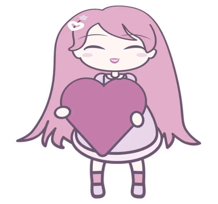 Kids vinyl rug featuring an anime girl spreading love - TenStickers