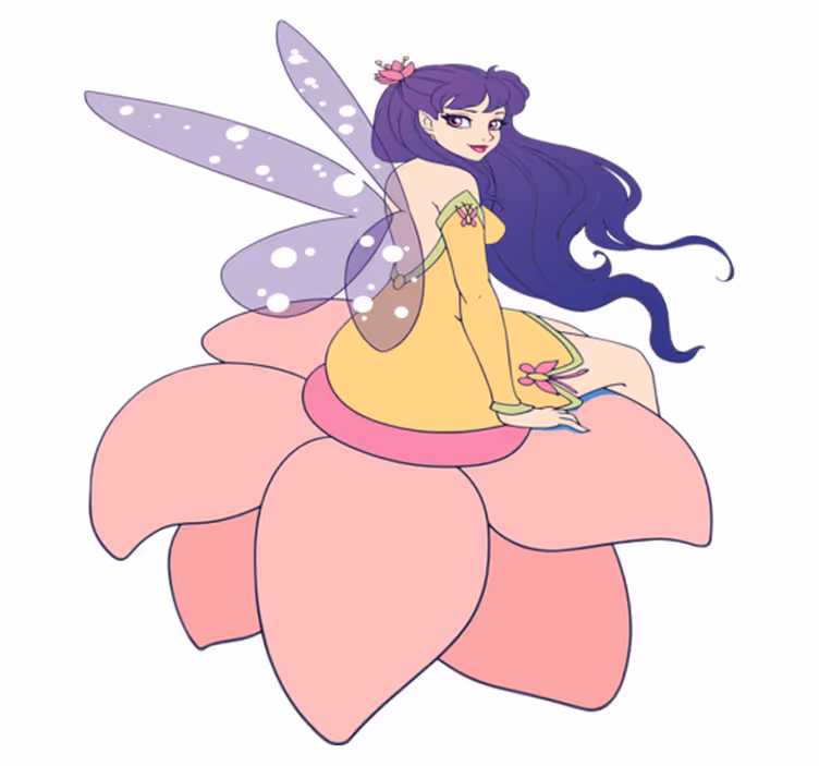 Kids vinyl rug cute fairy sitting on a flower - TenStickers