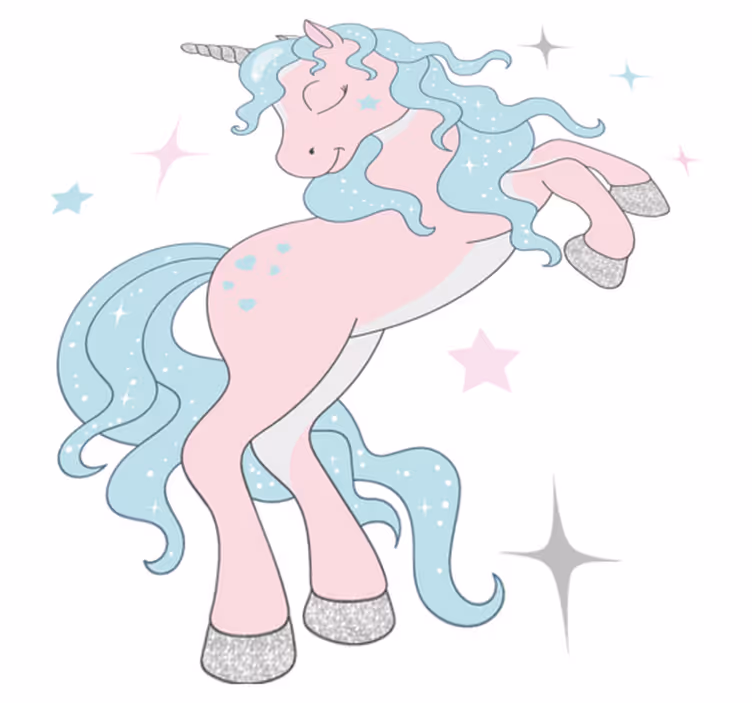 Kids vinyl rug with shimmering unicorns design - TenStickers