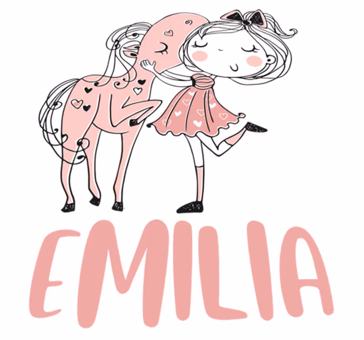 Kids vinyl rug princess in pink dress with horse - TenStickers