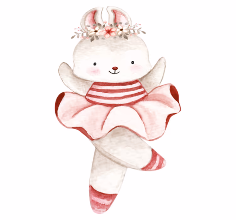 Kids vinyl rug rabbit ballerina in roses - TenStickers