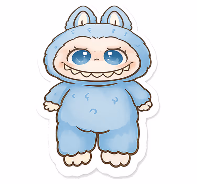 Kids vinyl rug blue monster plush toy - TenStickers