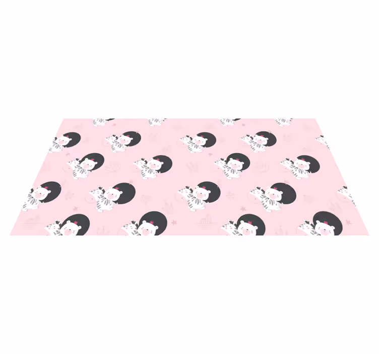 Kids vinyl rug with baby zebra and bear design - TenStickers