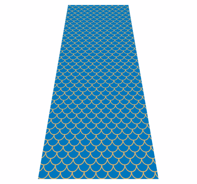 Bathroom vinyl rug with blue fish scales pattern - TenStickers