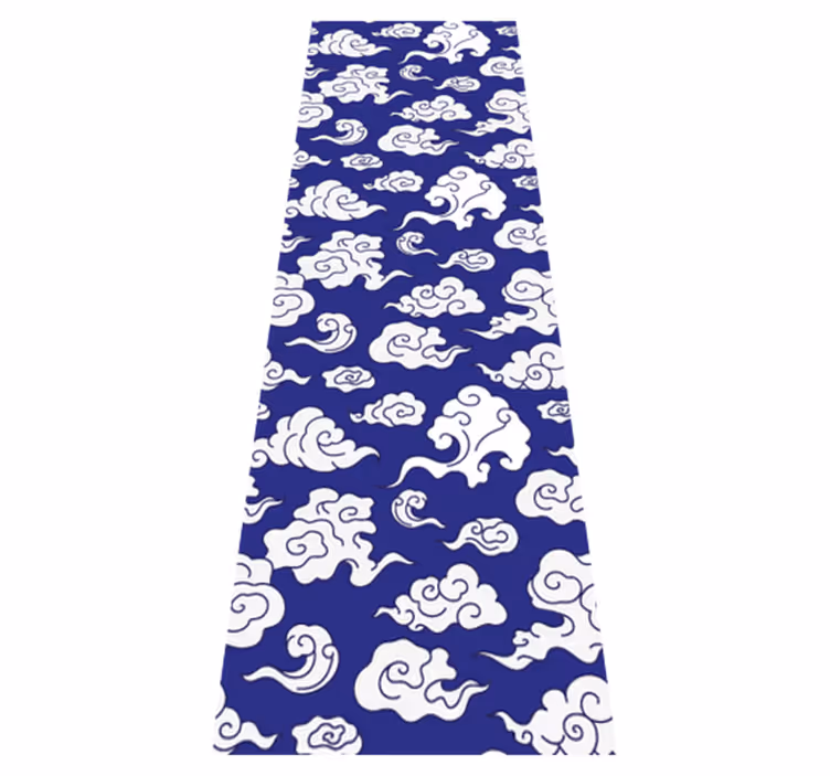 Bathroom vinyl rug with white clouds on blue background - TenStickers