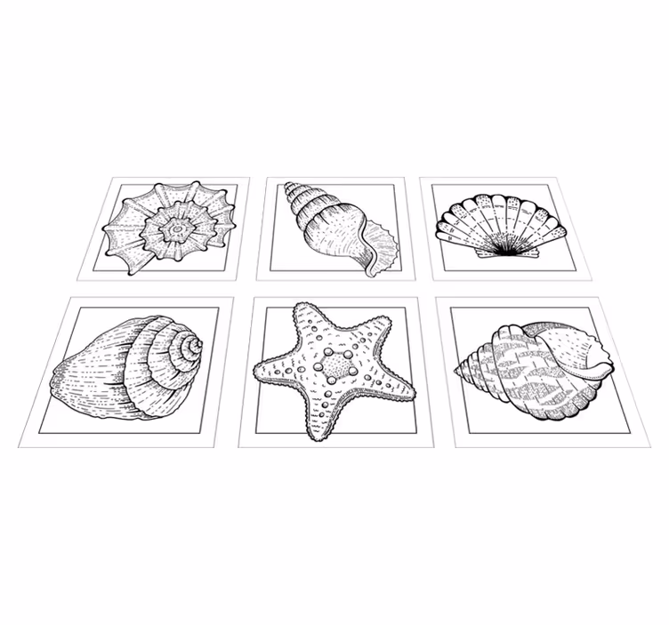 Bathroom vinyl rug with marine life and seashells - TenStickers