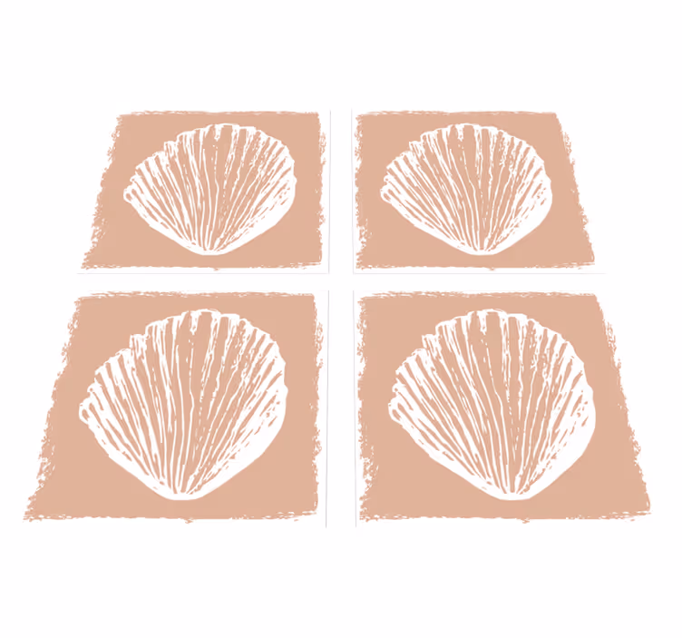 Retro seashell pattern beige bathroom vinyl rug - TenStickers