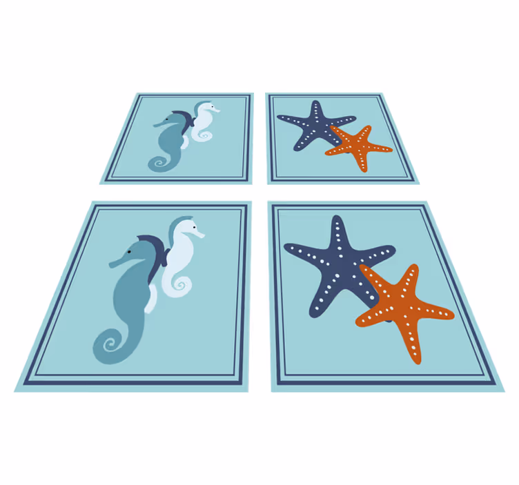 Bathroom vinyl rug in marine style tile - TenStickers