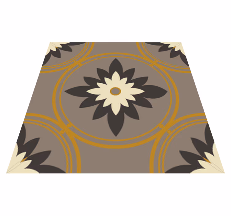 Bathroom vinyl rug with hydraulic brown cement design - TenStickers