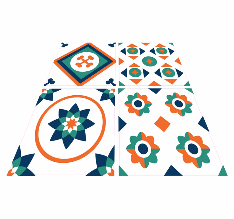 Bathroom vinyl rug with geometric tile design - TenStickers