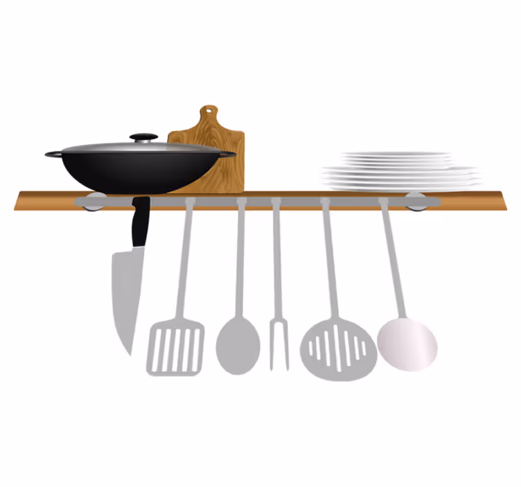 Kitchen vinyl rug dish drainer with plates bowl - TenStickers