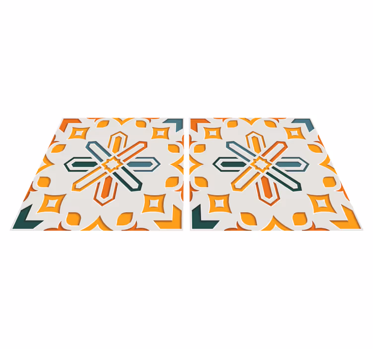 Kitchen vinyl rug with encaustic tile design - TenStickers