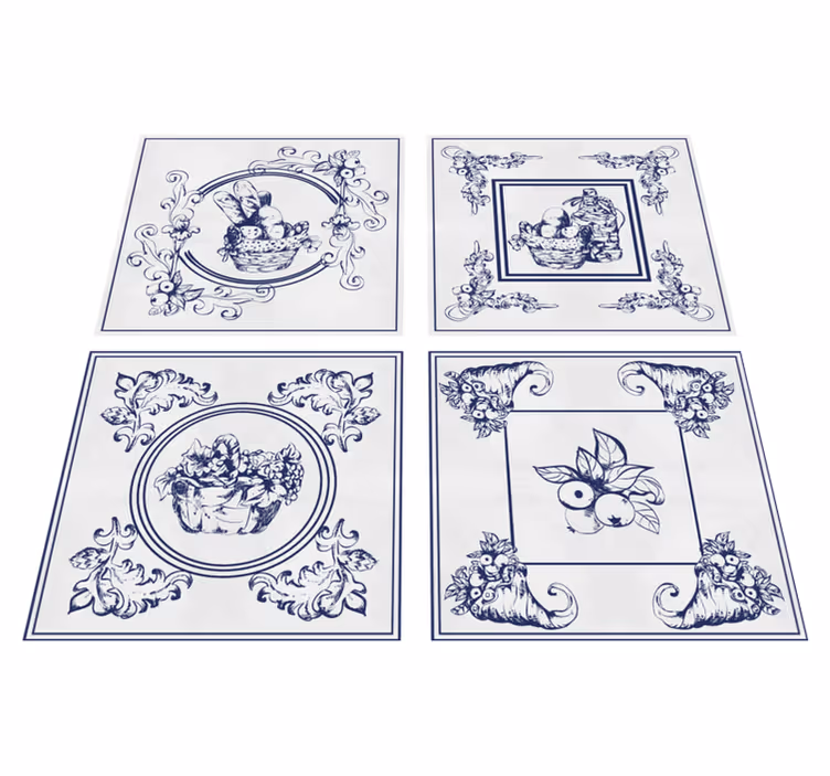 Kitchen vinyl rug inspired by belgian ceramics - TenStickers