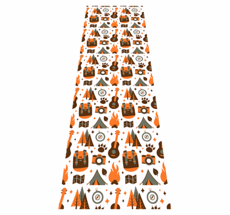 Bedroom vinyl rug mountains bear wood fire - TenStickers
