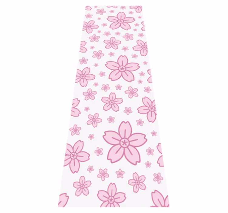 Bedroom vinyl rug with pink cute flowers on white - TenStickers