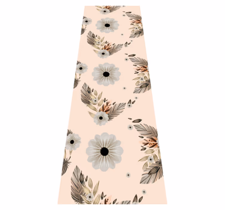 Bedroom vinyl rug with pink and black floral design - TenStickers