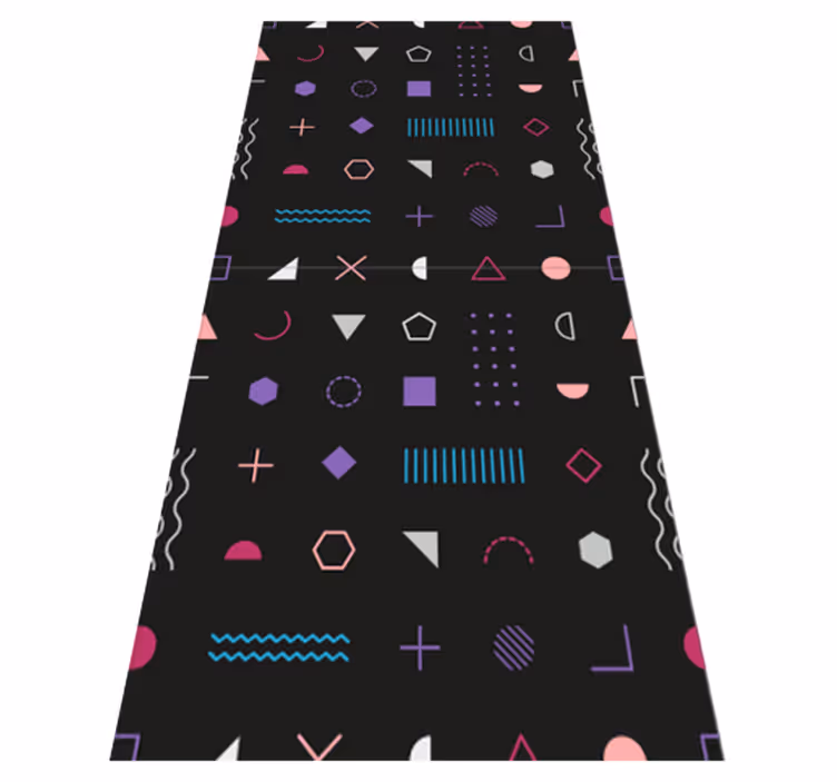 Multicoloured retro shapes bedroom vinyl rug - TenStickers