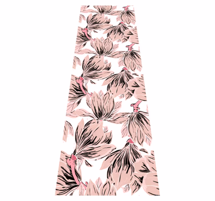 Bedroom vinyl rug featuring white and pink magnolias - TenStickers