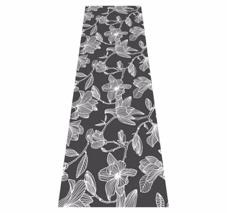 Bedroom vinyl rug white and grey magnolias - TenStickers
