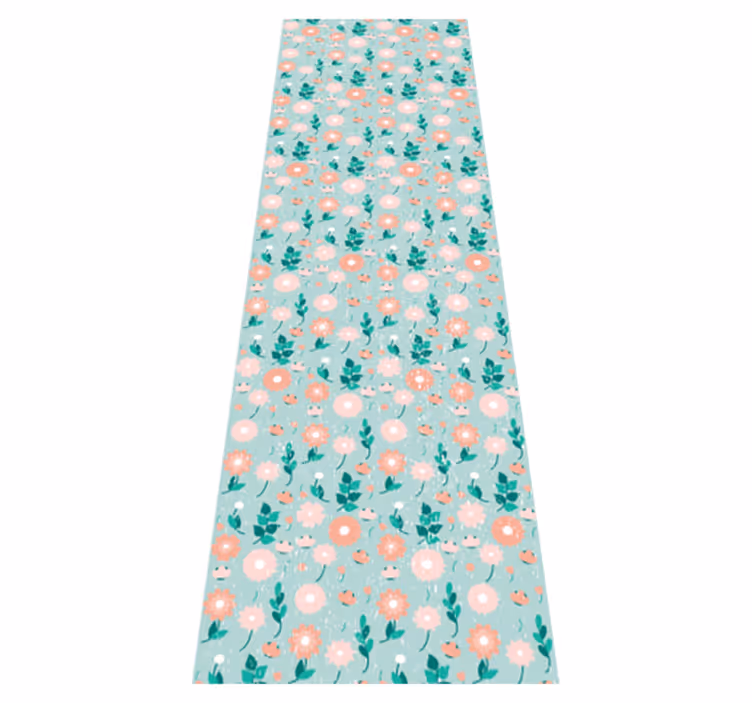 Blue floral shabby chic bedroom vinyl rug - TenStickers
