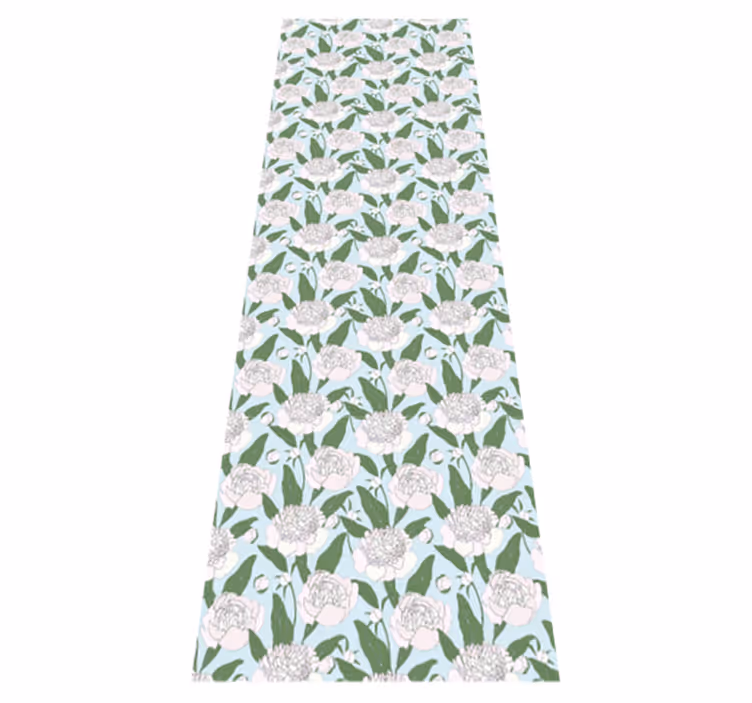 Bedroom vinyl rug with white floral grandmillenial pattern - TenStickers