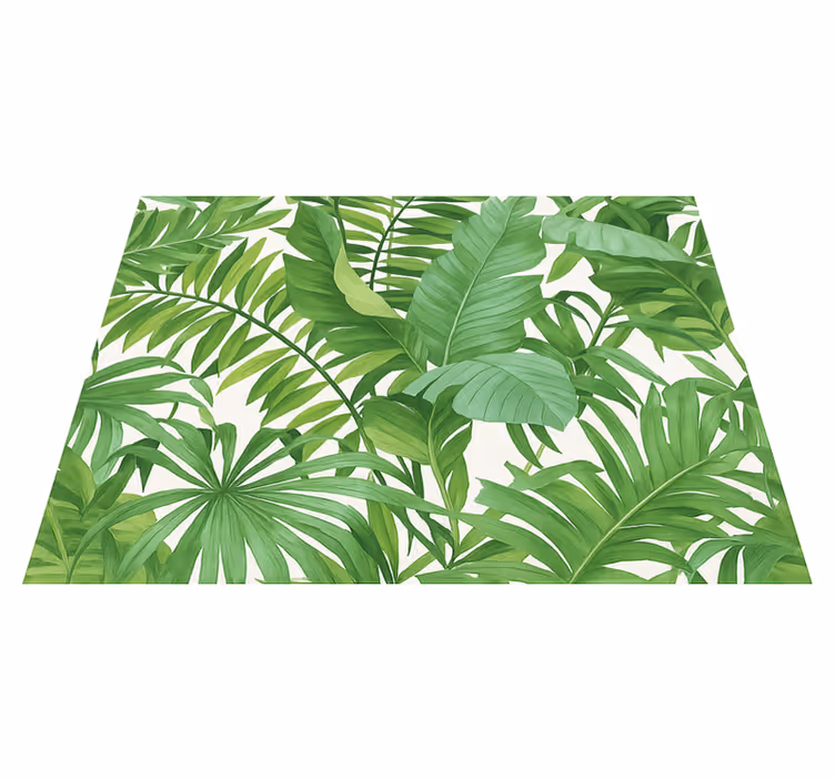 Bedroom vinyl rug with tropical leaves design - TenStickers