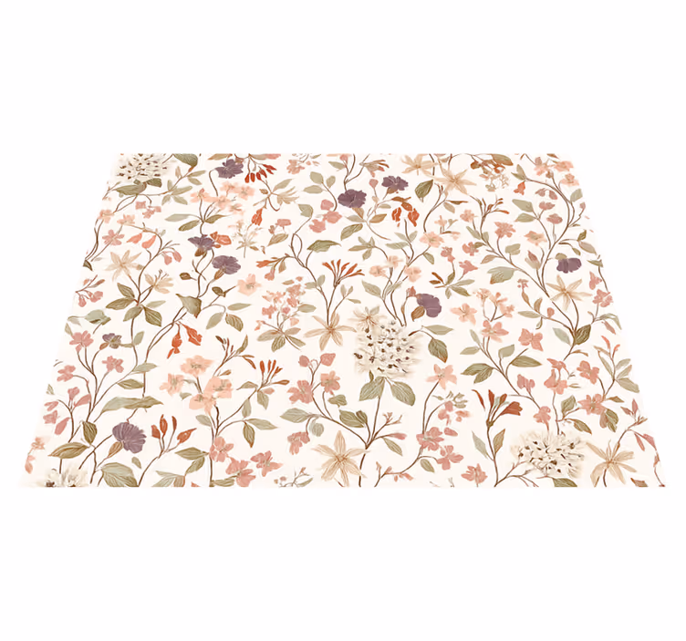 Bedroom vinyl rug with pink floral design - TenStickers