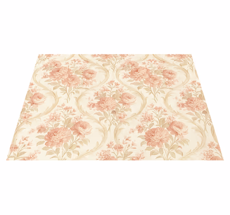 Bedroom vinyl rug vintage light washed floral design - TenStickers