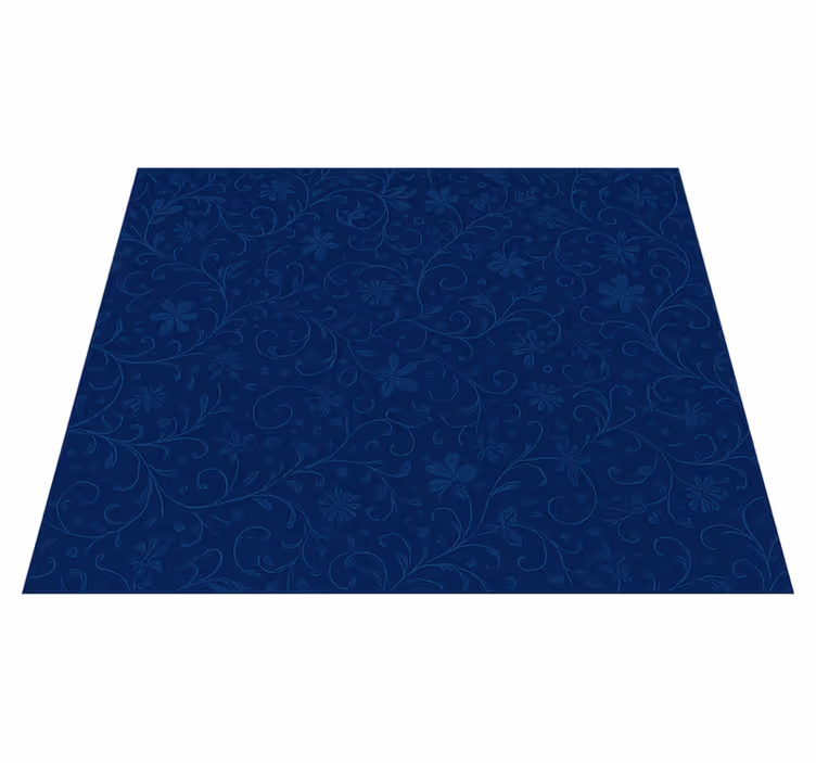 Bedroom vinyl rug navy blue flower design - TenStickers