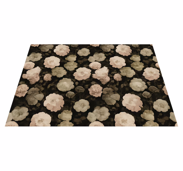 Bedroom vinyl rug in dark retro floral design - TenStickers