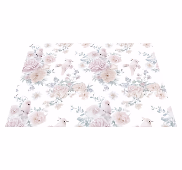 Bedroom vinyl rug grey elegant floral pattern - TenStickers