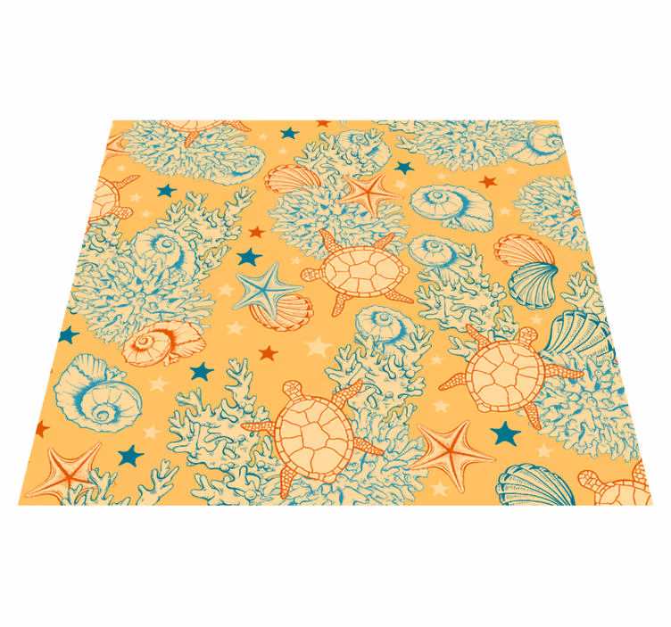Bedroom vinyl rug undersea life soft hues - TenStickers