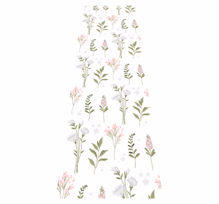 Bedroom vinyl rug with minimalist wildflower design - TenStickers