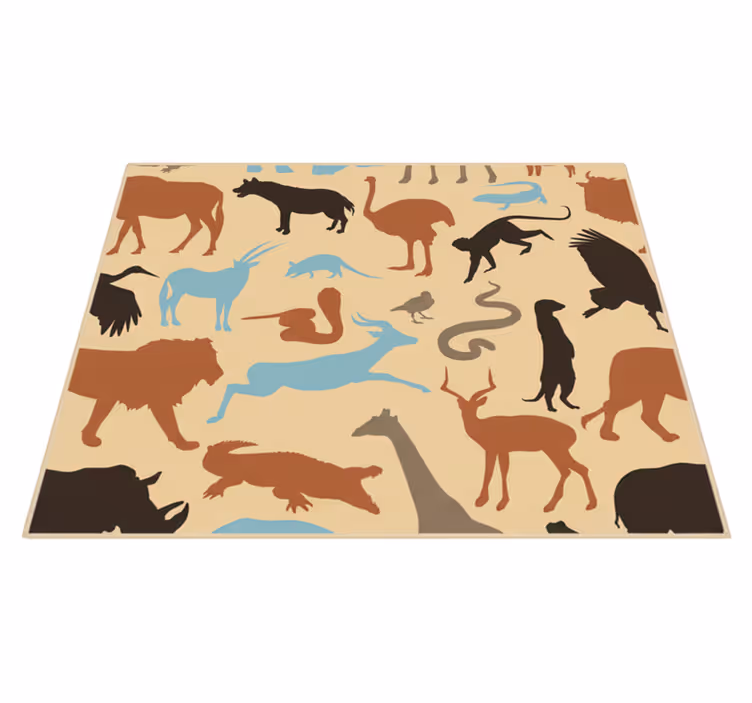 Bedroom vinyl rug with safari animal silhouettes - TenStickers
