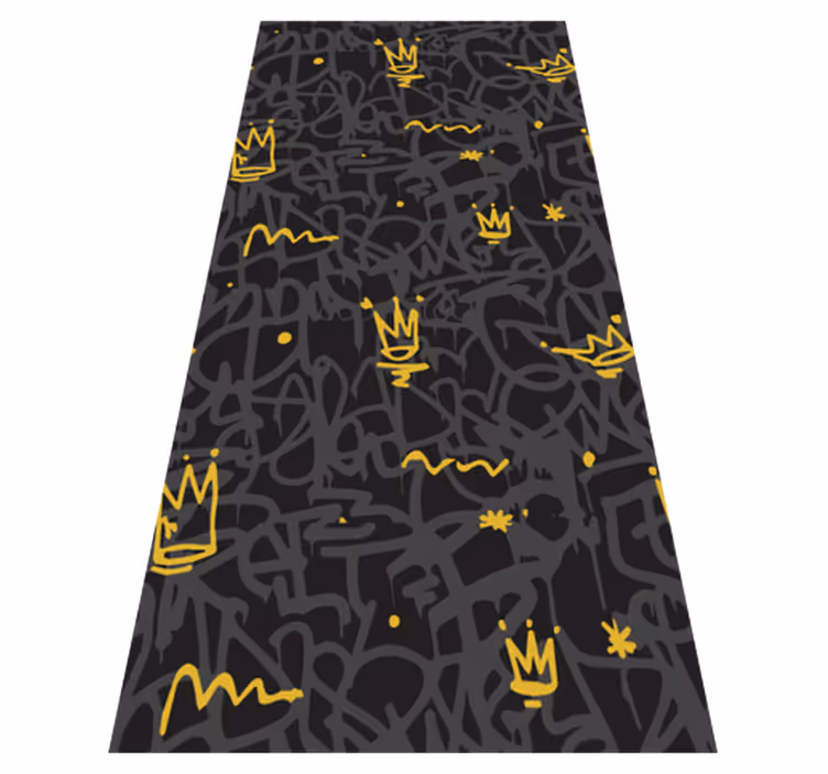 Bedroom vinyl rug with black and gold graffiti crown - TenStickers