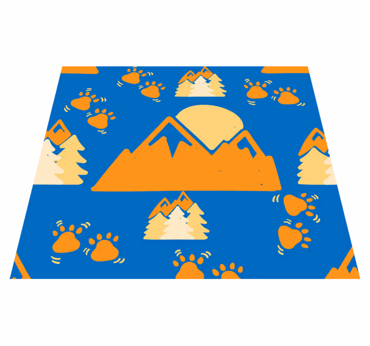 Bedroom vinyl rug footprints on dark blue background - TenStickers