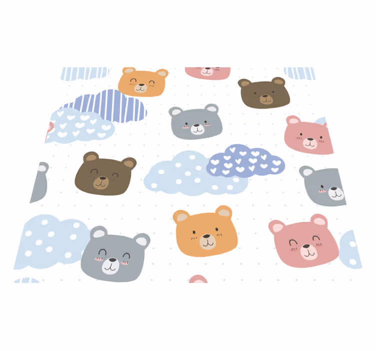 Bedroom vinyl rug with minimalistic bear smile design - TenStickers