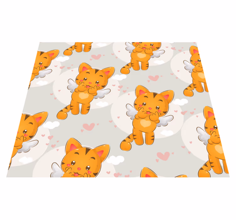 Bedroom vinyl rug with playful flying kittens - TenStickers
